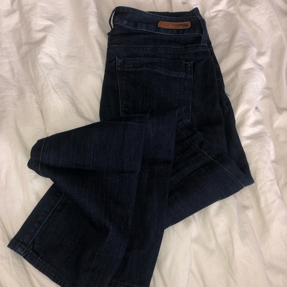 Dark wash express skinny jeans